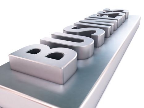 Business, metal letters with a shadow on a light background