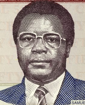 Samuel Doe (1951-1990) on 50 Dollars 2009 Banknote from Liberia. 21st President of Liberia.