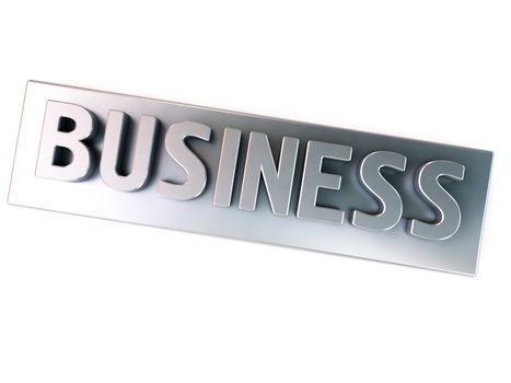 Business, metal letters with a shadow on a light background