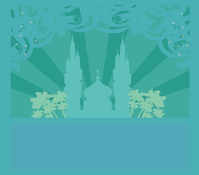 Ramadan background - mosque silhouette vector card