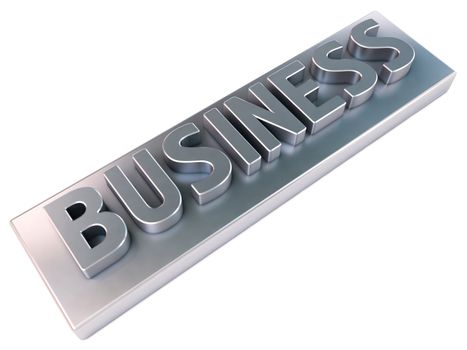 Business, metal letters with a shadow on a light background