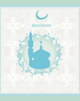 Ramadan background - mosque silhouette vector card