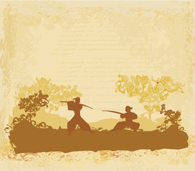 old paper with Samurai silhouette