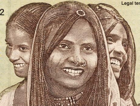 Three Young Women on 10 Nakfa 1997 Banknote from Eritrea.