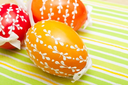 Traditional Homemade Color Painted Easter Eggs - Shallow Depth of Field