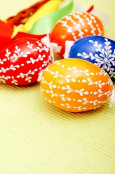 Traditional Homemade Color Painted Easter Eggs - Shallow Depth of Field