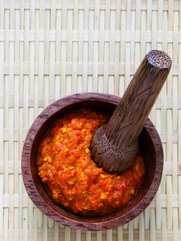 close up of a bowl of fermented shrimp paste