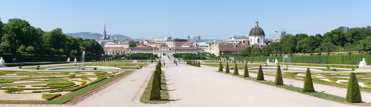 Summer shot of park near Belvedere Castle in Vienna, Austria