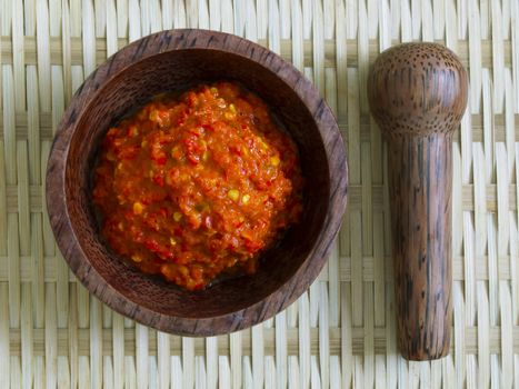 close up of a bowl of fermented shrimp paste