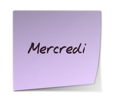 Color Paper Note With Wednesday Text in French