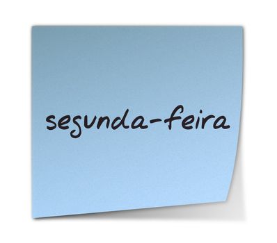 Color Paper Note With Monday Text in Portuguese (jpeg file has clipping path)
