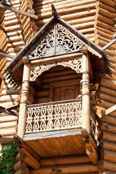 wooden carved balcony, Izmailovsky Kremlin, Moscow, Russia
