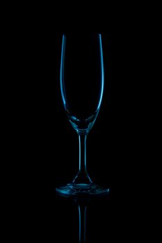 wine glass isolated on black background