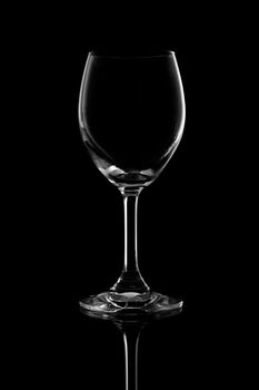 wine glass on black background