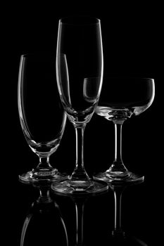 wine glass on black background