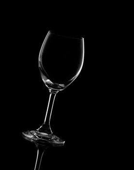 wine glass on black background