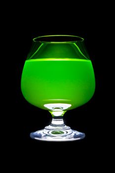 wine glass and green water isolated