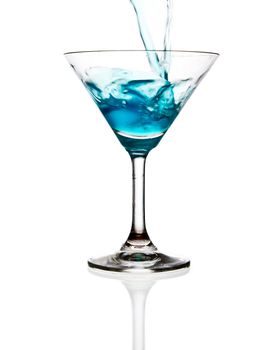 wine glass and blue wine isolated