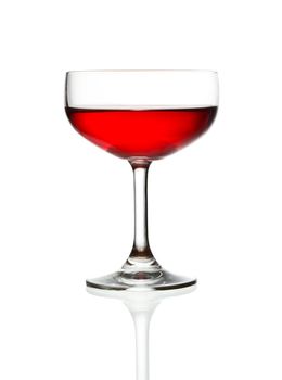 wine glass and red wine isolated