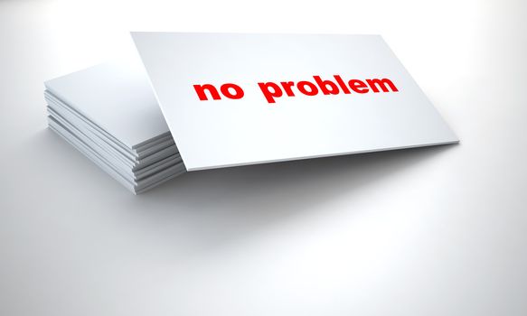 cardboard tablets with sign no problem on a white background