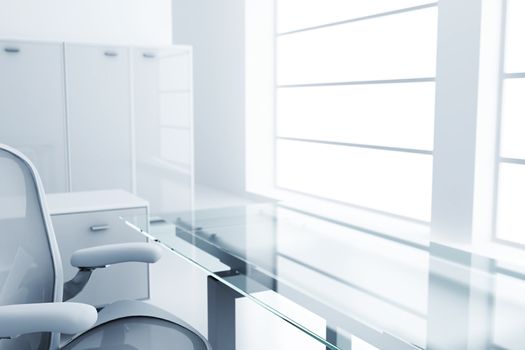 Light modern cubicle with a table and an armchair in a time off