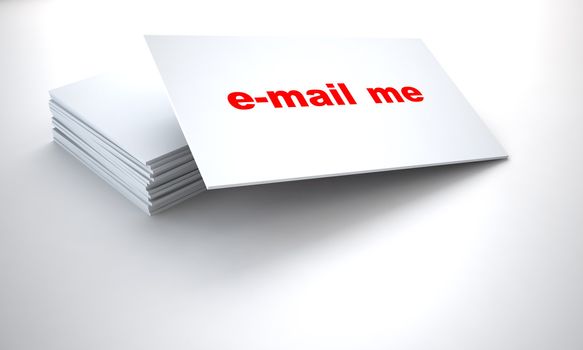 cardboard tablets with sign e-mail me on a white background