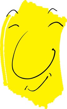 Smiling happy face over yellow and white background
