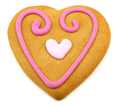 valentines day cookie with a pink frosting decorations