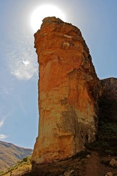 The Sentinal, sandstone buttress in the Drakensberg. Golden Gate National Park, South Africa