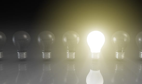 Creativity Concept with Light Bulb Glowing in 3d