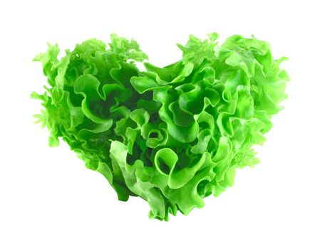  Heart shaped lettuce salad isolated on white background