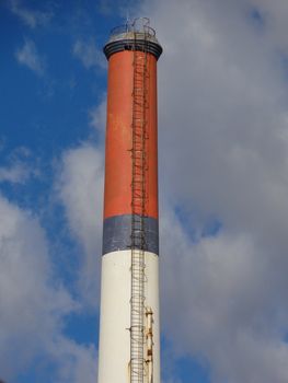 Isolated photo of a red white and blue tower