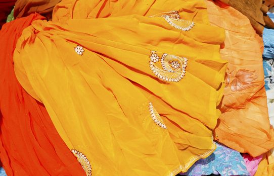 Dhobhi Ghat Mumbai, colors of textiles waiting to be laundered at Dhobhi Ghat