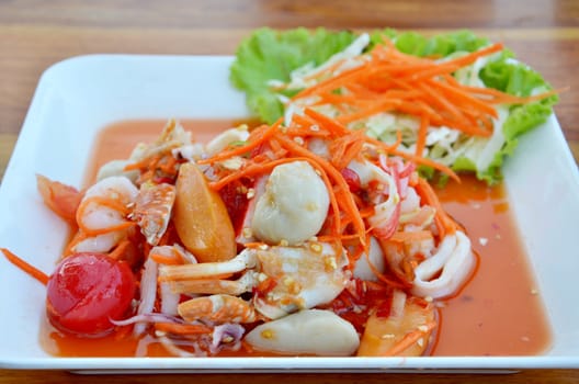  spicy  mixed seafood salad  , Thai cuisine
