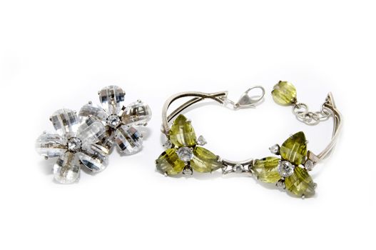 women's jewelry with the stones on a white background