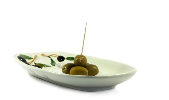 green olives on plate