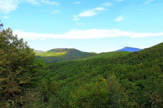 Summer beautiful landscape with Caucasus green mountains