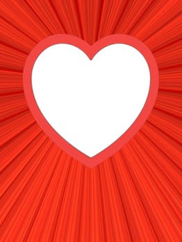 Blank heart shaped frame on red background. High resolution 3D image