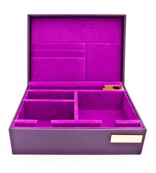 purple leather box isolated on white background