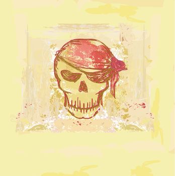 Skull Pirate - retro card