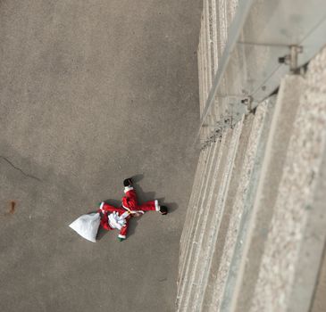 Santa Claus fell ten floors.