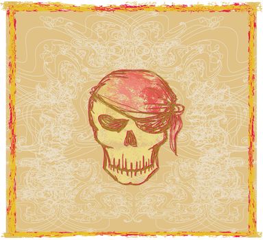 Skull Pirate - retro card