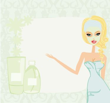 Cute woman applying moisturizer .vector illustration