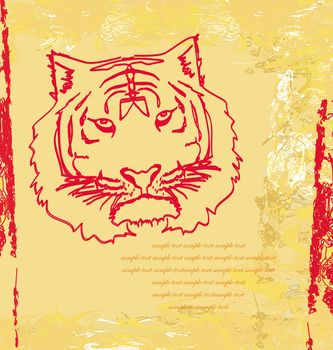 Abstracted doodles Tiger Vector