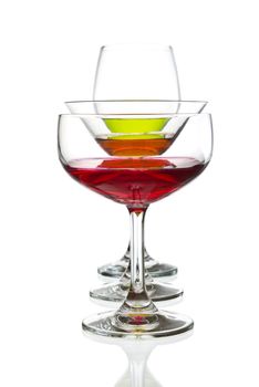 wine glass and red cocktail isolated