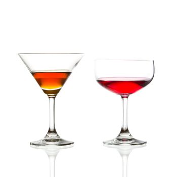 wine glass and red cocktail isolated