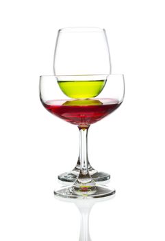 wine glass and red cocktail isolated