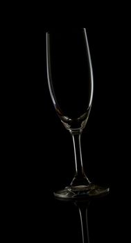 wine glass isolated on black background