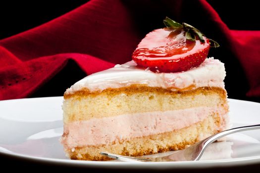 slice of strawberry mousse on a plate
