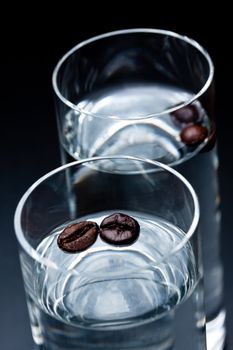 glass of sambuca with coffee beans